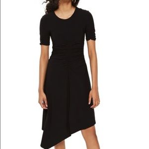 Topshop Ruched Asymmetrical Midi Dress